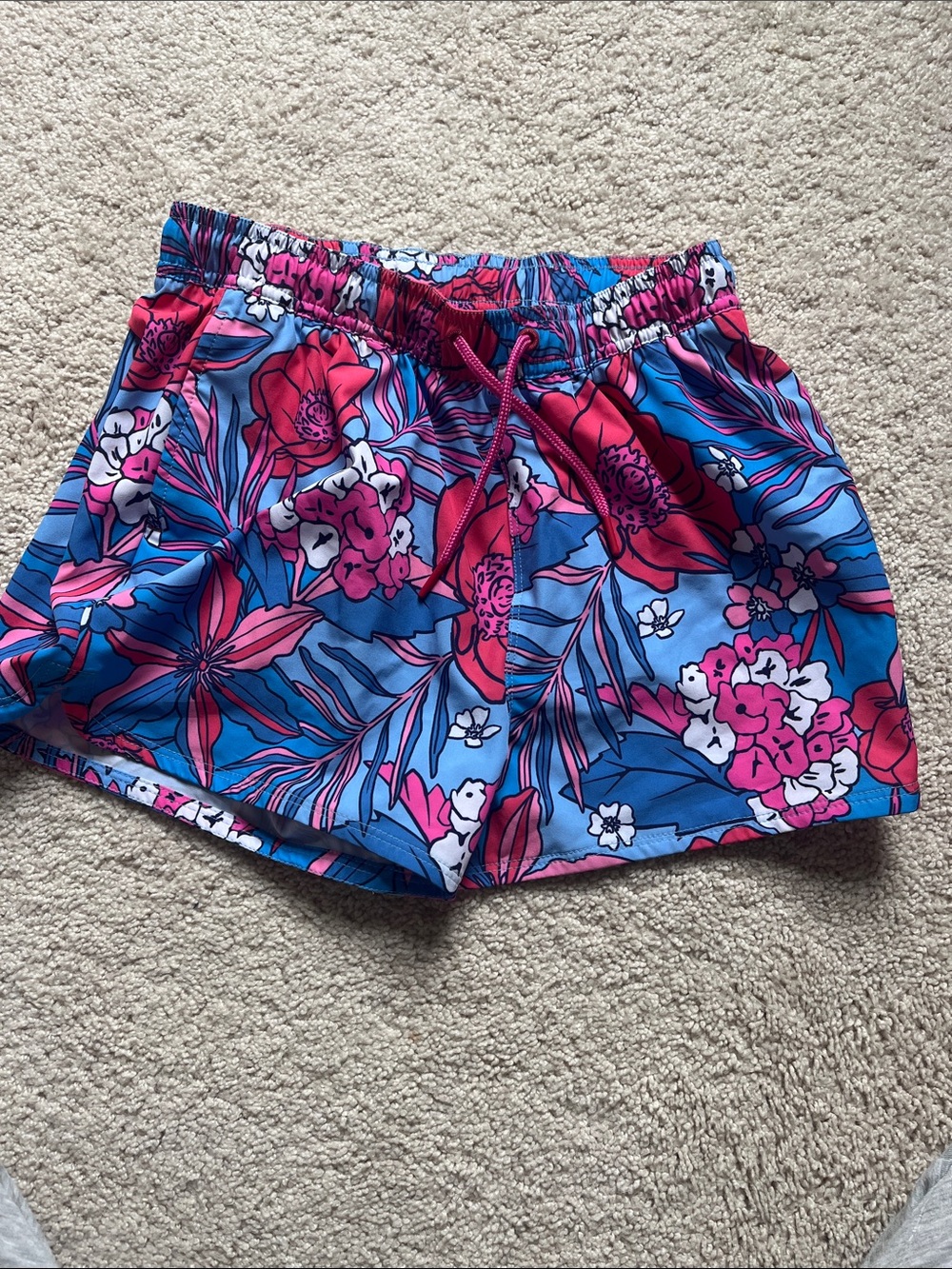 Vineyard Vines Girls Blue & Pink Floral Drawstring Shorts